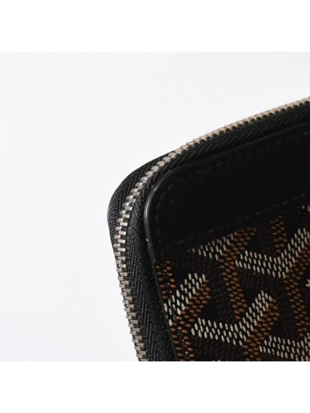 Goyard Matignon PM Card Case Coin Purse Din Canvas Leather Black Silver